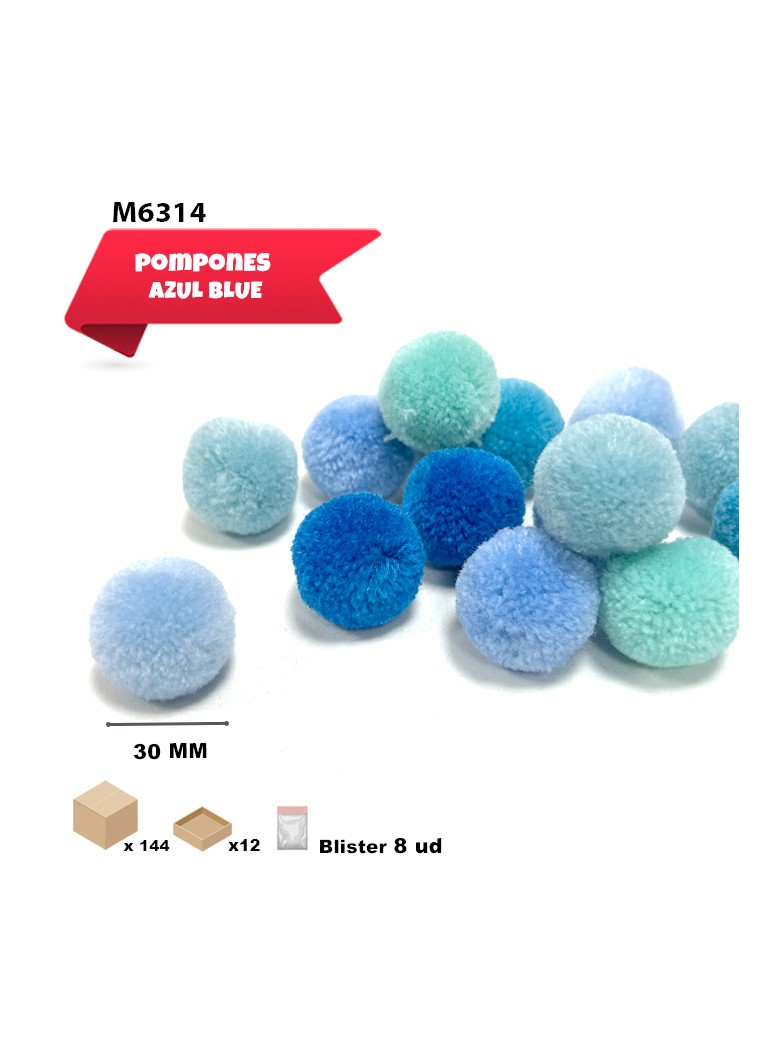 POMPONES CASHMERE BLUE 30MM