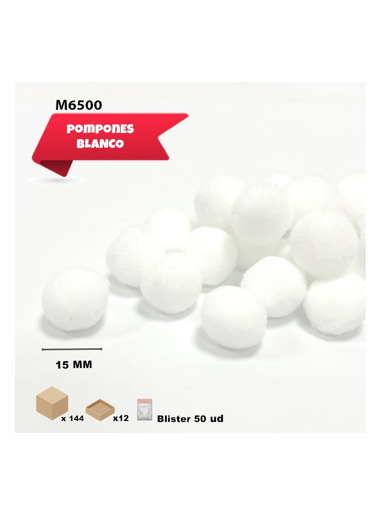 POMPONES BLANCOS 15MM 50UDS