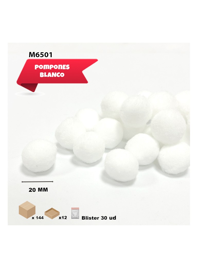 POMPONES BLANCOS 20MM 30UDS