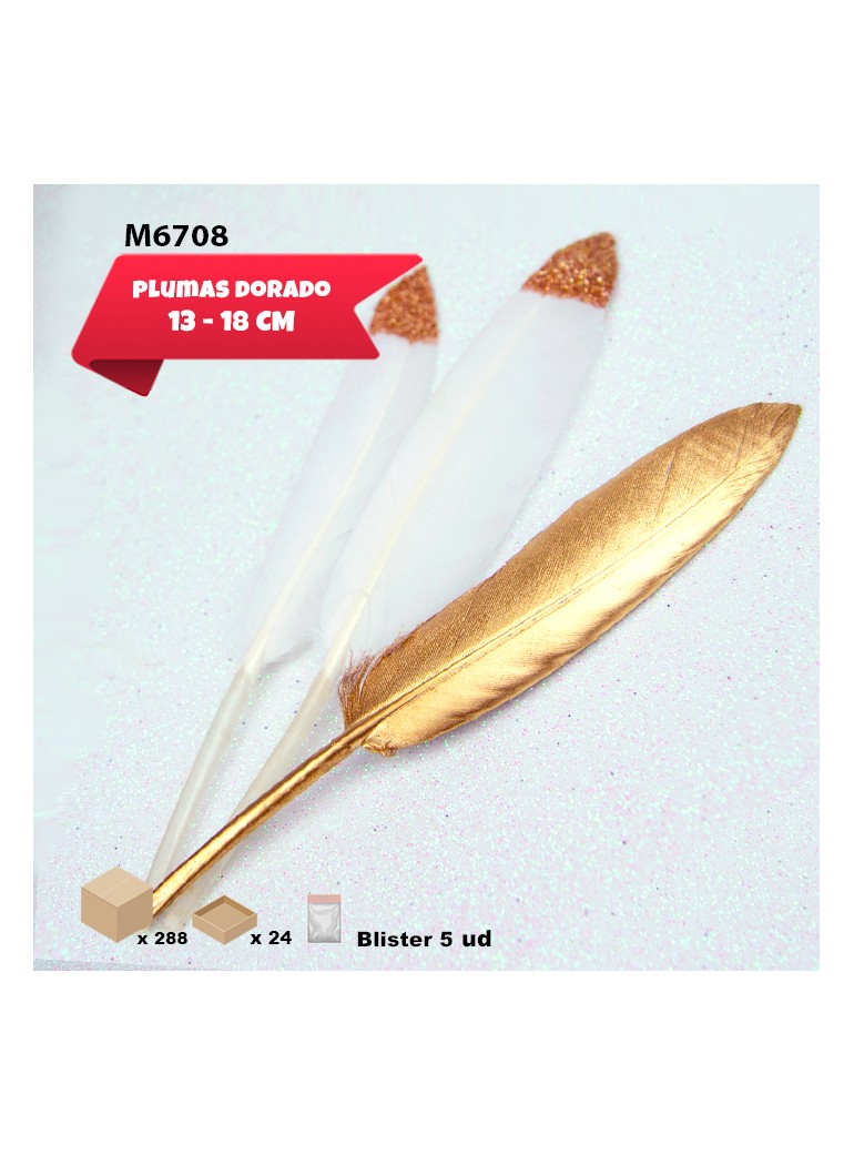 PLUMAS DORADAS 13 - 18CM 4UD