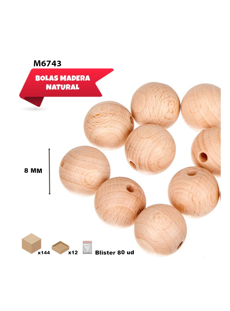 BOLAS DE MADERA NATURAL 8MM...