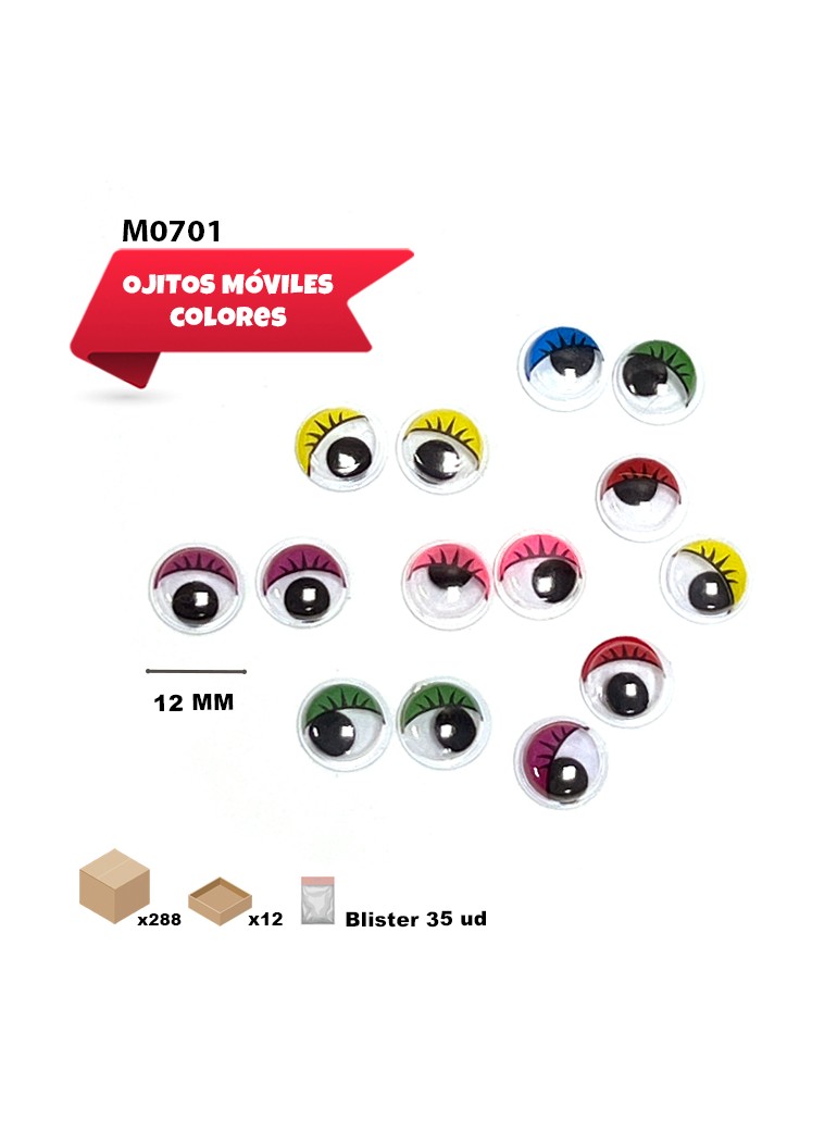 OJITOS MOVILES DE COLORES 12MM