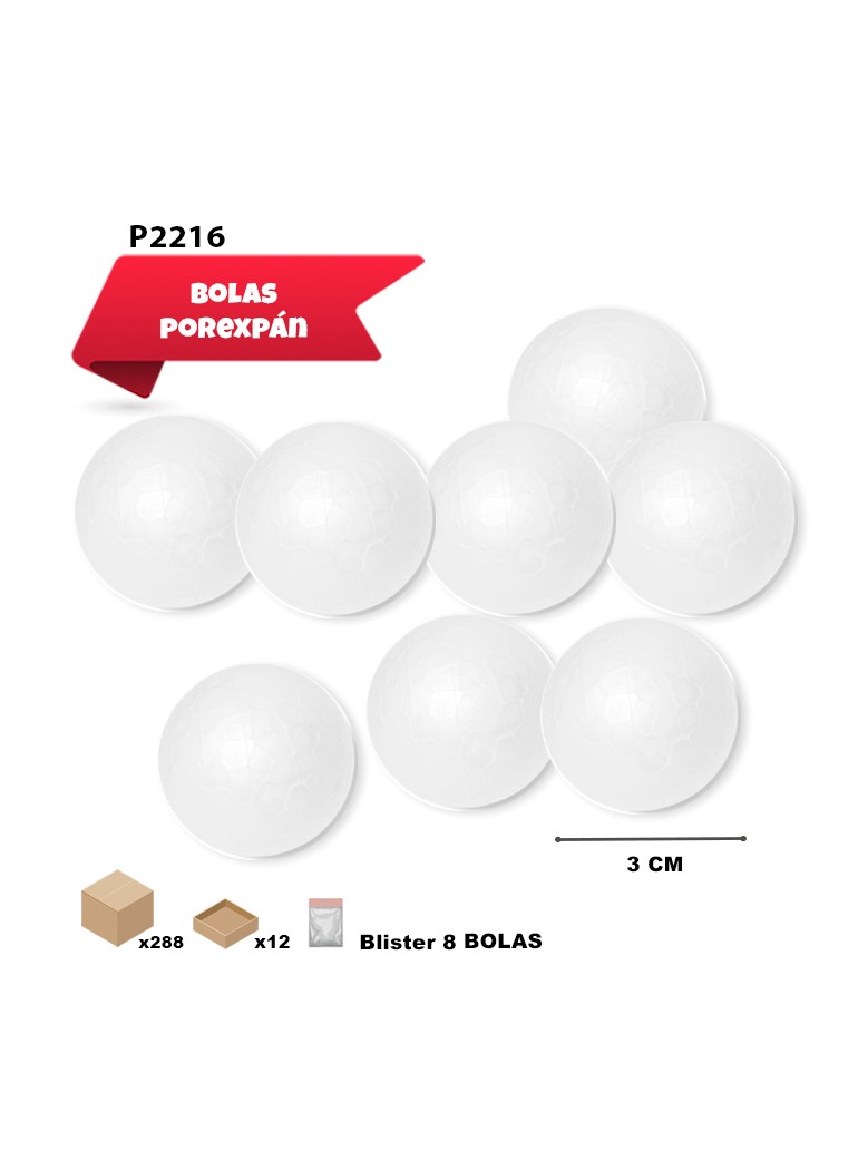 BOLA DE POREX 3CM 8UDS