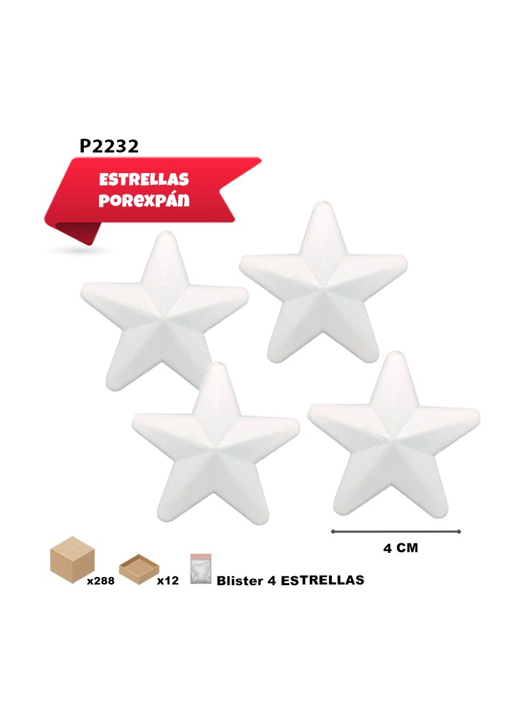 ESTRELLA DE POREX 6CM 4UDS