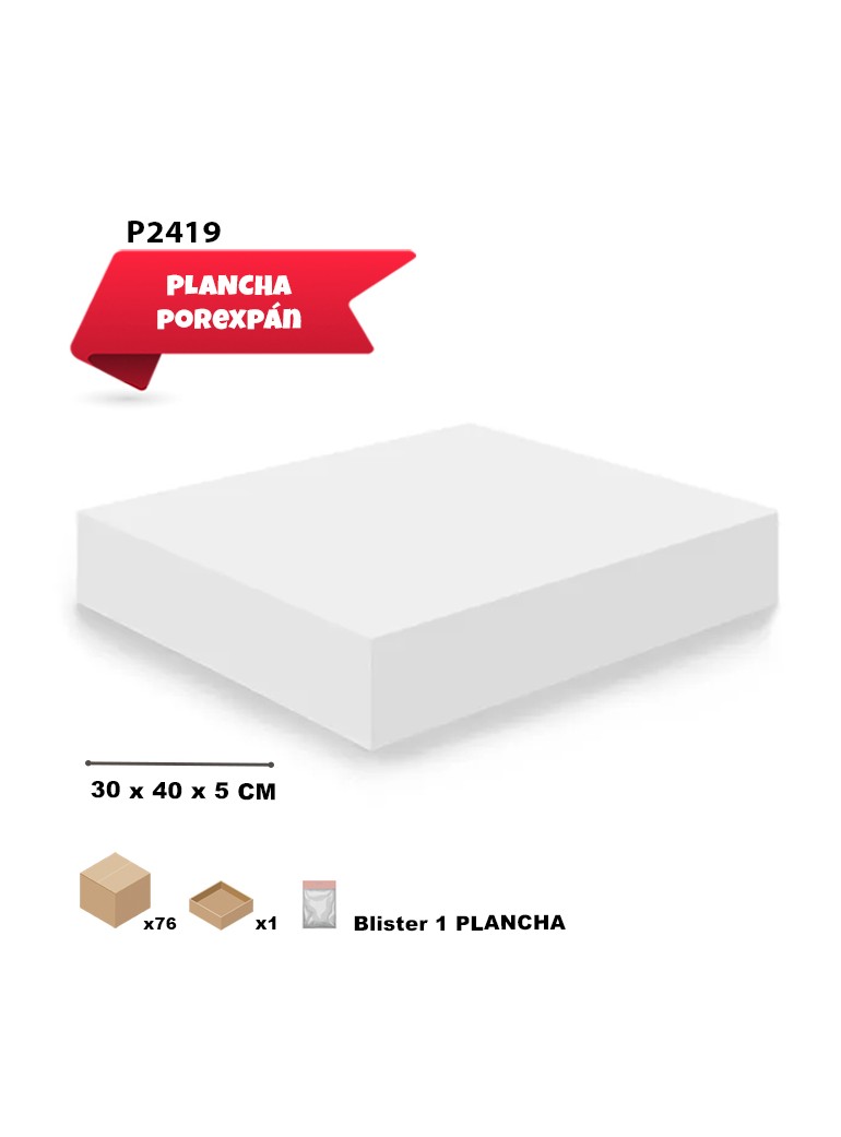 PLANCHA DE POREX 30 X 40 X...