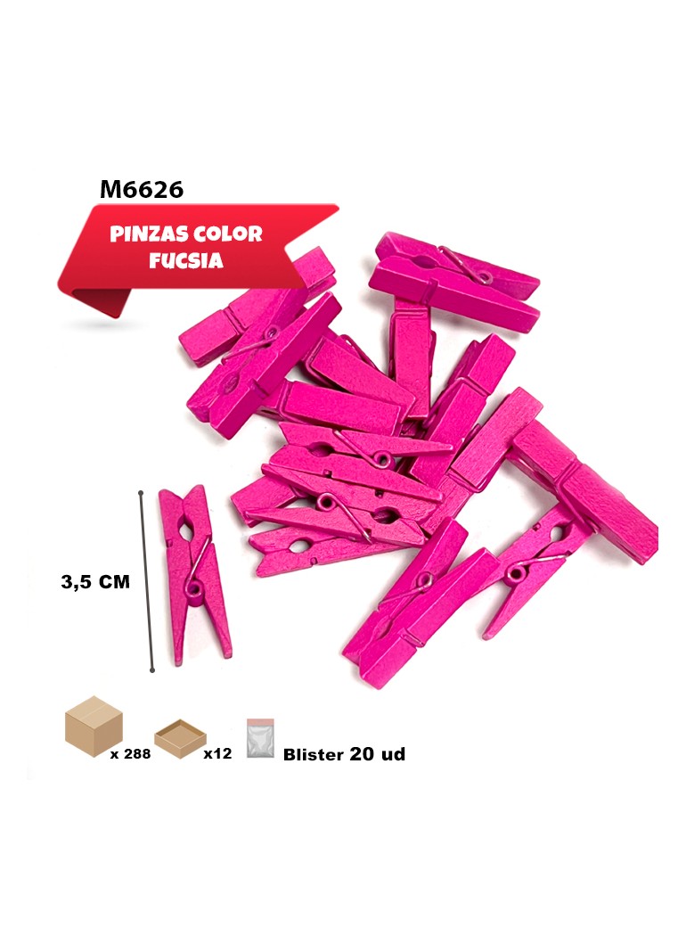 3.5CM PINZAS DE MADERA FUCSIA