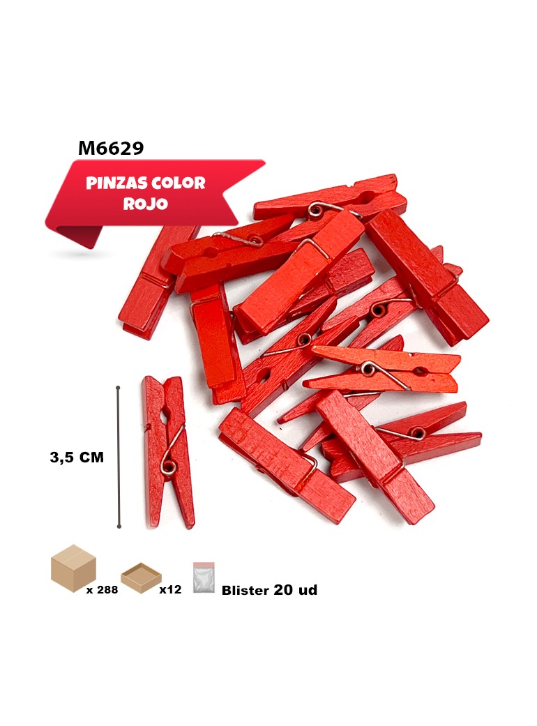 3.5CM PINZAS DE MADERA ROJO