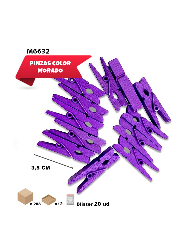 3.5CM PINZAS DE MADERA MORADO