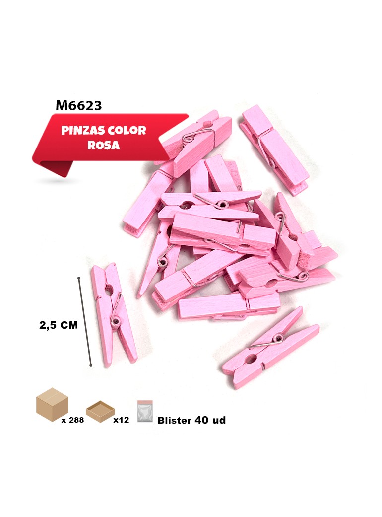 2.5CM PINCITAS DE MADERA ROSA