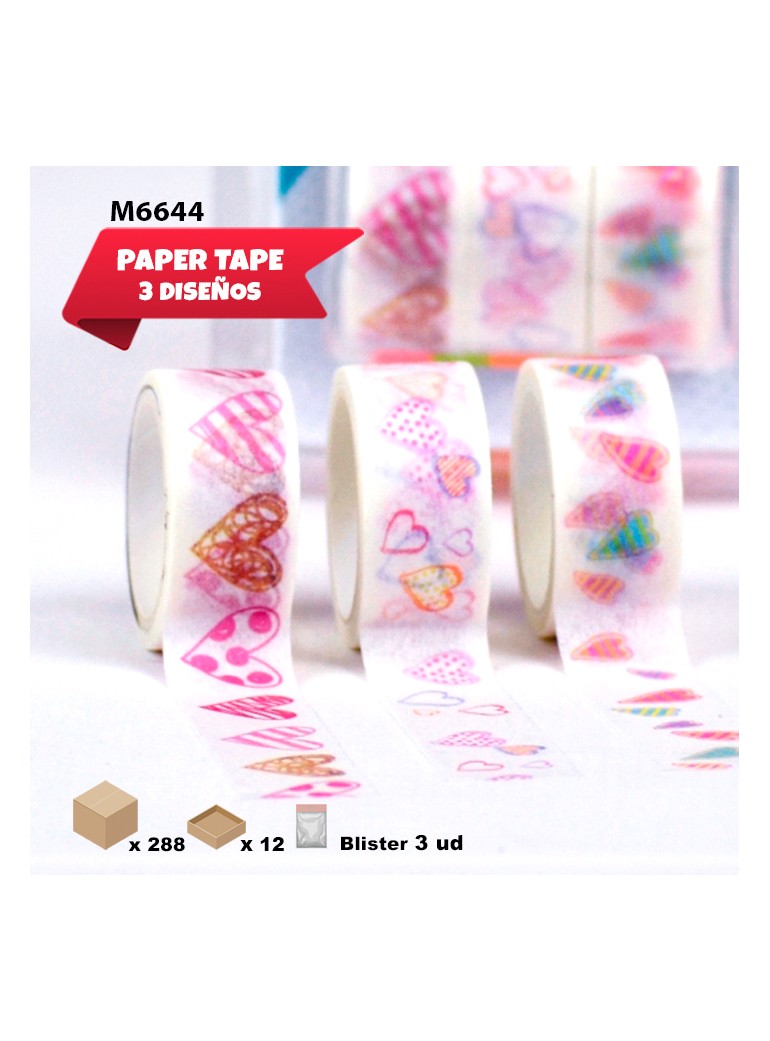 PAPER TAPE CORAZONES 3 UDS