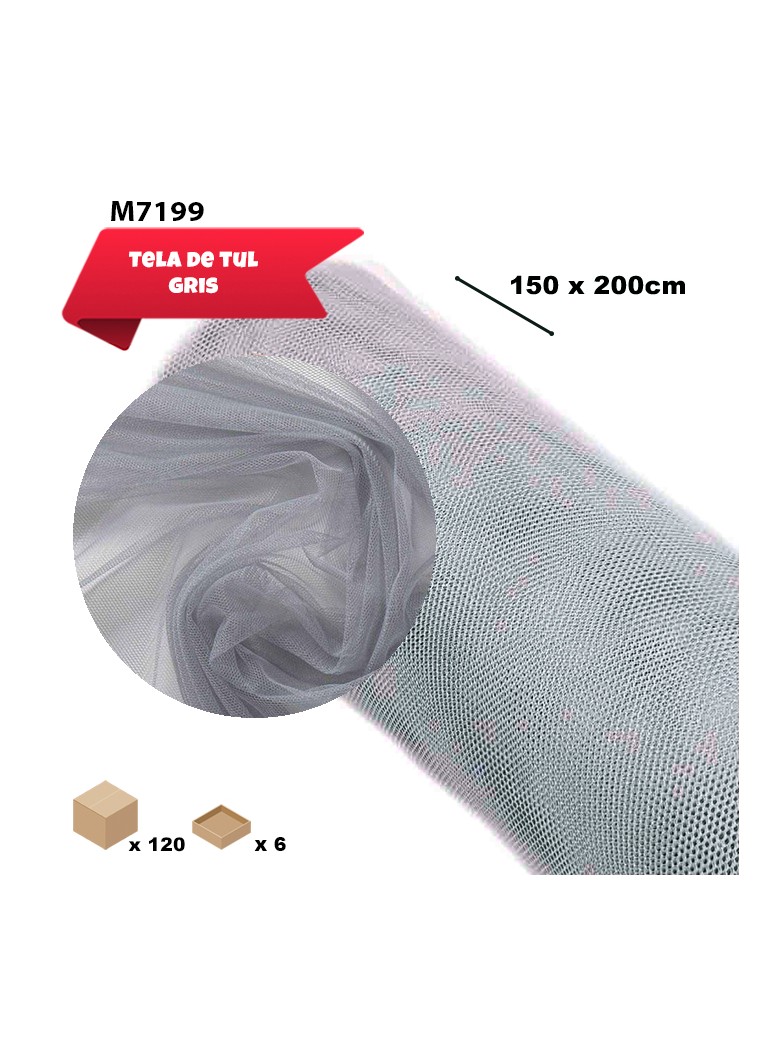TELA TUL GRIS 150CM X 200CM