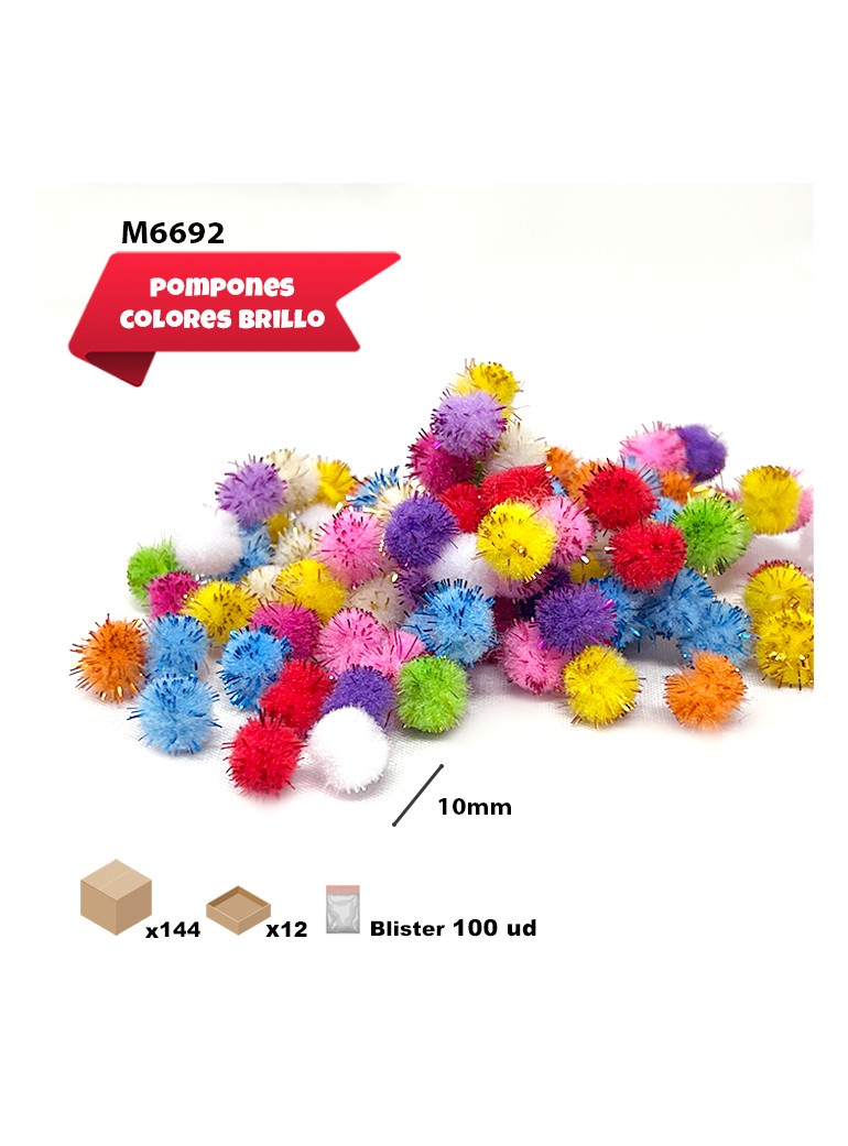 POMPONES BRILLO COLORES 10MM