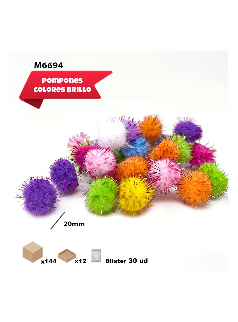 POMPONES BRILLO COLORES 20MM