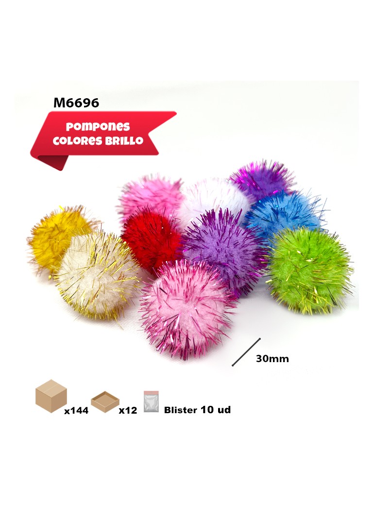 POMPONES BRILLO COLORES 30MM