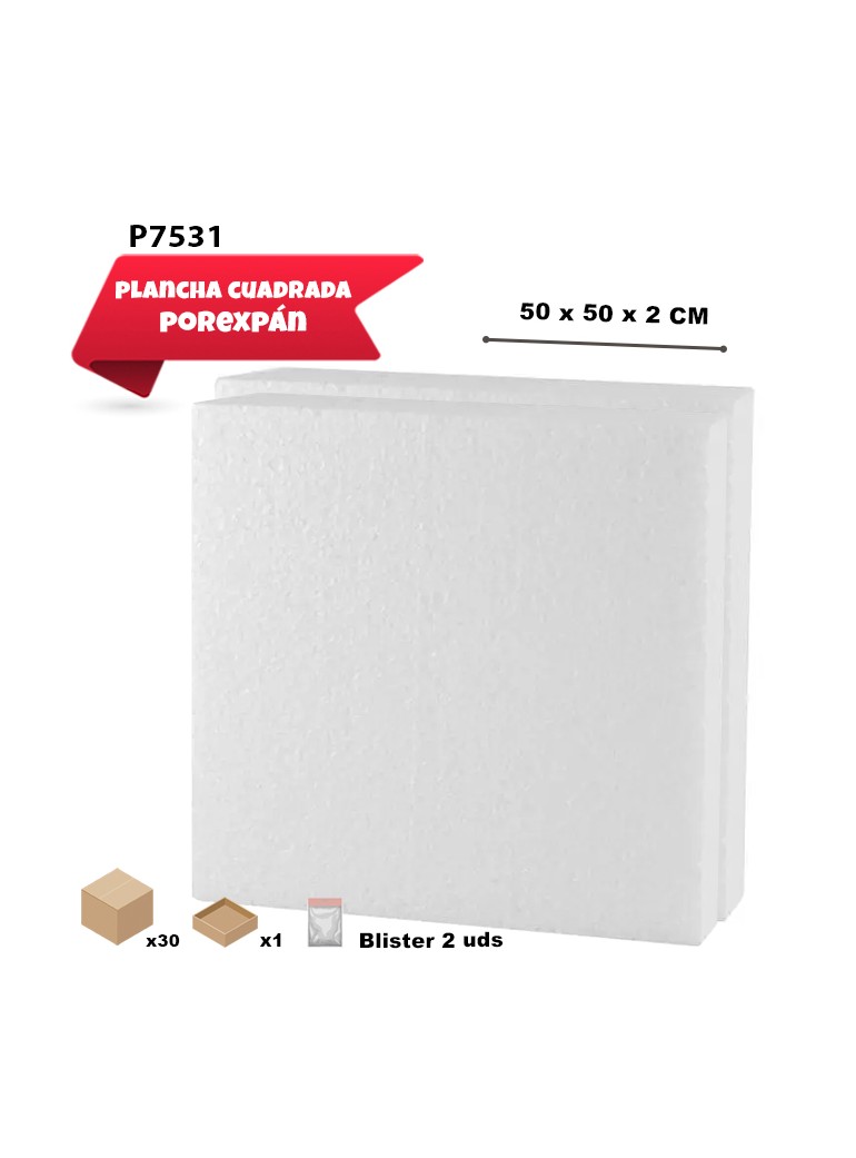 PLANCHA DE POREX 50 X 50 X...