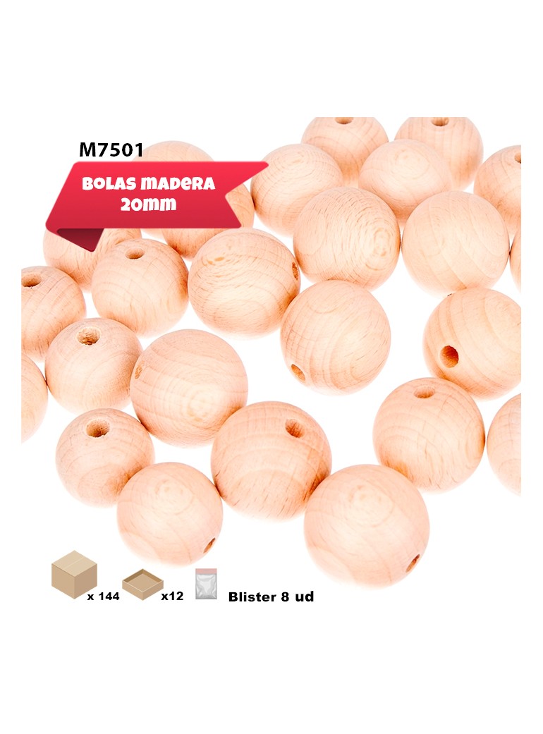 BOLAS DE MADERA NATURAL 2CM...