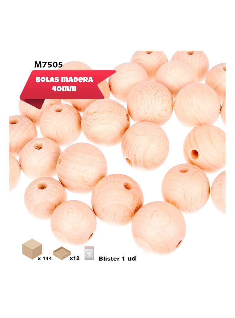 BOLAS DE MADERA 4CM CUENTAS...