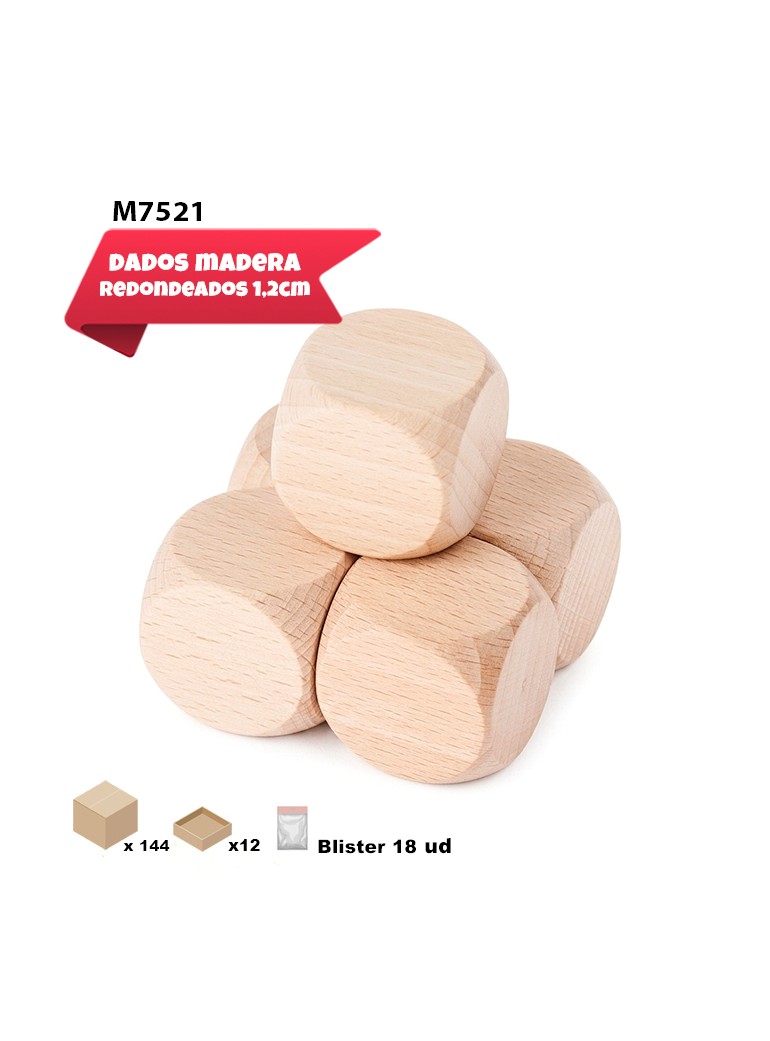 18 DADOS DE MADERA 1,2CM